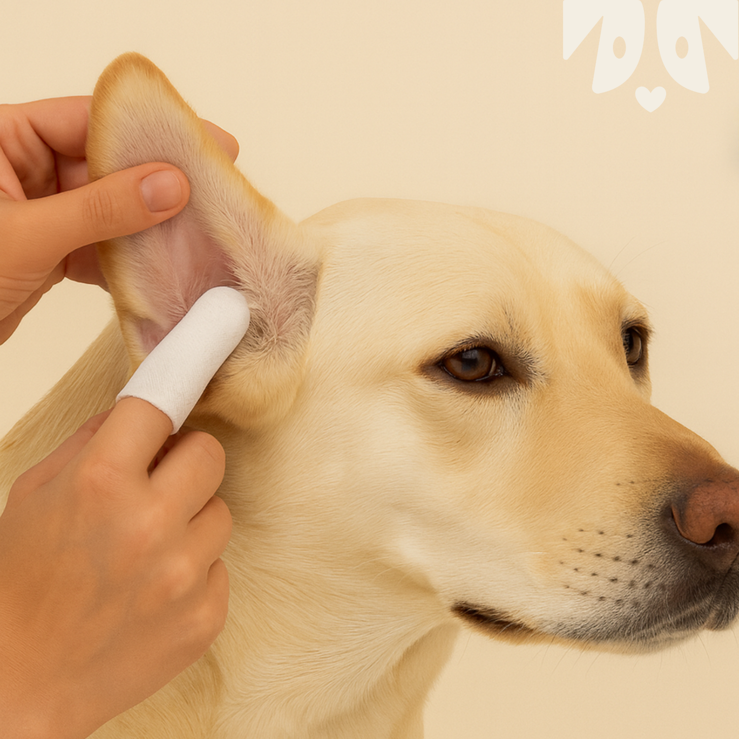 Dog ear cleaning with wipe. Help reduce dirt, wax, discharge and discomfort for your dog's ears. 