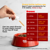 Dosage chart for product use showing amounts for different age groups: 1-3 years (1/4 tsp), 4-6 years (1/2 tsp), 7-9 years (3/4 tsp), 10-12 years (1 tsp). Text: "Shake bottle before use. Best if used immediately for maximum effect."